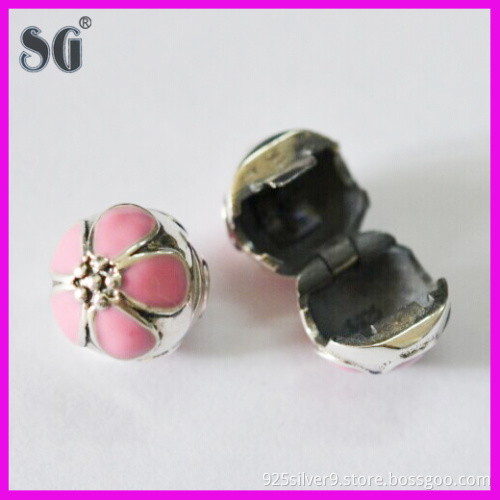 Wholesale 925 sterling Silver Cherry Blossom Lock Clip Beads Stopper Compatible With European Style Bracelet